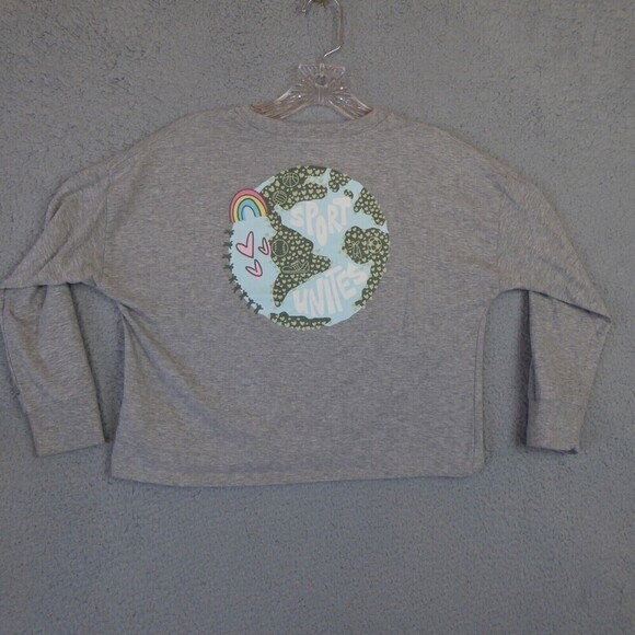 adidas Shirt Women's Small Gray Originals Sport Unites Crop Top Rainbow Pride - Picture 6 of 10